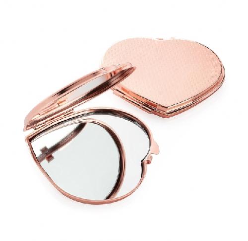 Rose Gold Heart Shaped Pocket Compact Mirror